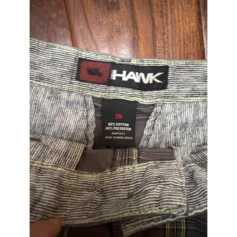 Tony Hawk Mens Plaid Chino Shorts Grey Lime Green‎ Skate Casual Size 29